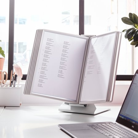 Tischständer für 10 Sichttafeln DIN A4, Metall grau