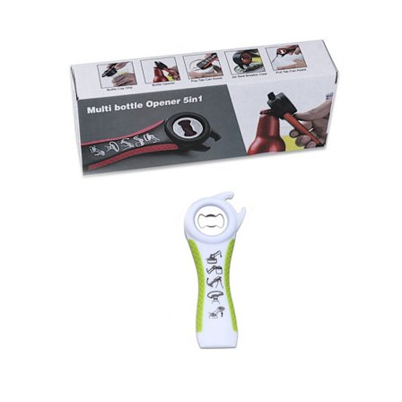 Flaskeboks og krukkeåpner, 5-i-1 lokktetningsfjerner lokkvri for barn, svak hånd og eldre med leddgikt
