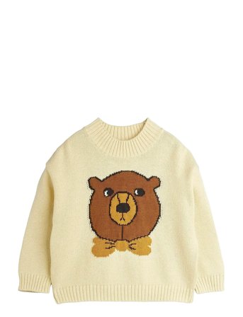 Mini Rodini Bear Intarsia Knit Sweater - Yellow - 116/122