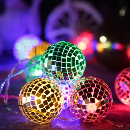 20 LED Disco Ball Speil LED Festlysstreng Julelykter for Ferie Vegg Vindu Tre Dekorasjoner Innendørs Utendørs Patio Fest Hage Barn