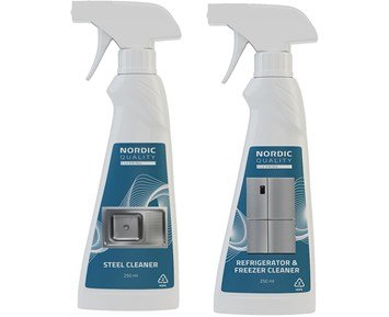 - Paket med rengöringsspray för kyl, frys & stålytor
