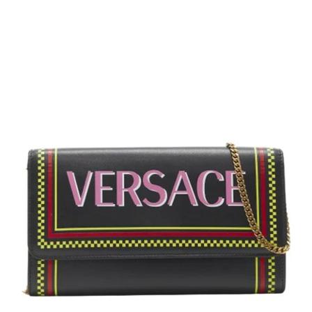 Versace Pre-owned, Pre-owned Leather handbags Zwart, Dames, Maat:ONE Size,leer,print