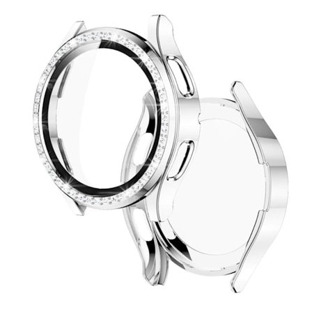 Samsung Galaxy Watch 4 (44mm) klockarmband med strassdekor och härdat glas - Silver