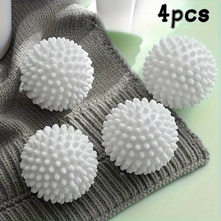 Set med 4 återanvändbara tvättbollar - Tar bort hår, mjukgör kläder, förhindrar trassel, minskar rynkor, ingen elektricitet behövs.