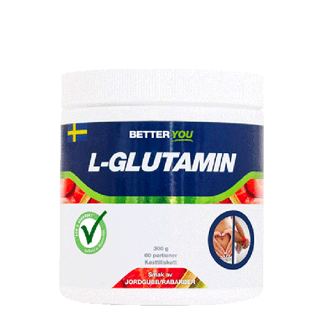 Better You Naturligt L-Glutamin 300 g Jordgubb Rabarber
