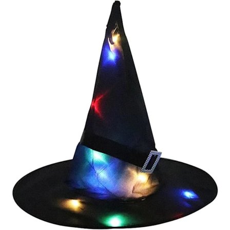 LED Halloween Blinkende Lys Heks Hat Stjerneklar Himmel Spøgelse Udklædning Glødende Elver Spøgelse Hat Lampe Hjem Dekoration