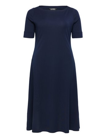 Lauren Women Rib-Knit Stretch Cotton Midi Dress - Navy - 54-56
