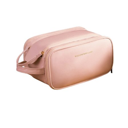 Toalettmappe i PU-skinn med dobbel glidelås