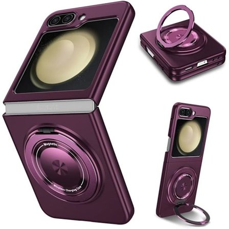 /EA/Kompatibel med Galaxy Z Flip 5 Skal, Roterande Ring Magnetiskt Skydd Stötsäkert Skal för Galaxy Z Flip 5 5G, Vikbart Slim Skal (Lila) Lila