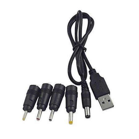 【xj】Universel DC til USB-kabel 2.0 2.5 3.0 4.0 5.5 5 i 1 Multilader Ladekabel