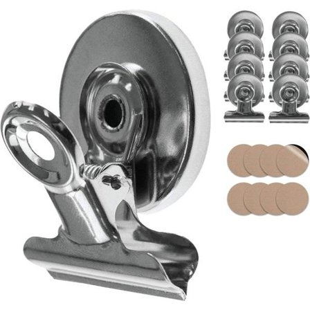 Magneetit klipseillä / Klipit, 8x magneettiset klipit, Klipit naarmuuntumattoman tarran kanssa, Jääkaappimagneetti klipseillä, Vahvat magneetti, 