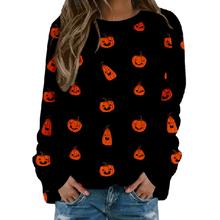 Hoodies Med Rund Hals För Damer För Halloween