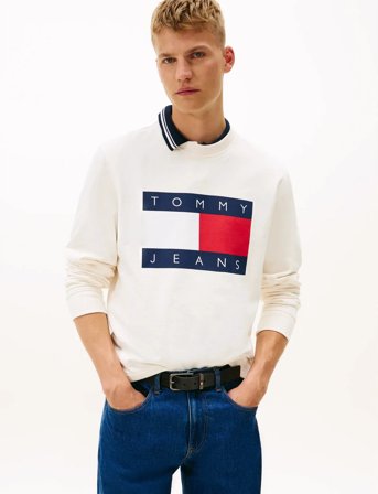 Tommy Jeans Tjm Reg Big Flag Cneck Ext - Cream - XL