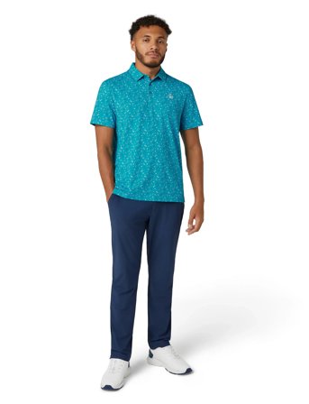 Original Penguin Golf 19Th Hole Sake-Tini Novelty Print Polo - Blue - S