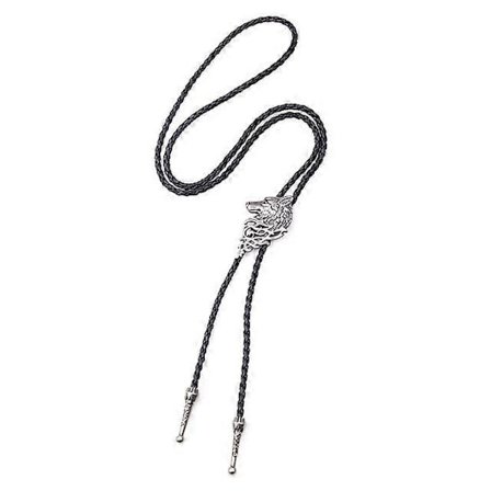 Vintage Cowboy Jazz Hatt Legering herr bolo tie Män Kvinnor Läderrep Långt Halsband Tröjkedja Skjortor Bolo Tie Herraccessoarer Halsdukar (silvervarg)