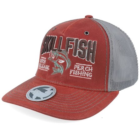 Skillfish - Red trucker Czapka Z Daszkiem - Perch C&r Logo 3d 112wh Split Burnt Red/Charcoal A-Frame Trucker @ Hatstore