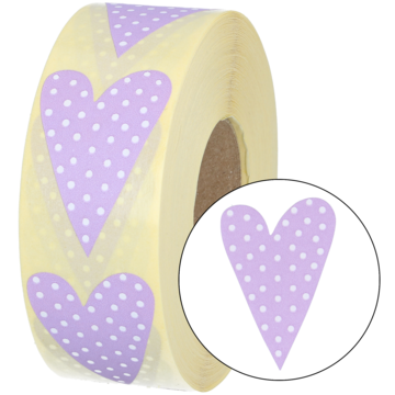 ETIKETT PRIKKEHJERTE LILLA