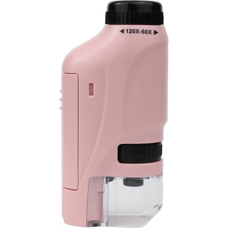 (Vaaleanpunainen) Taskumikroskooppi lapsille ja aikuisille, hyödyllinen ja epätavallinen vekotin