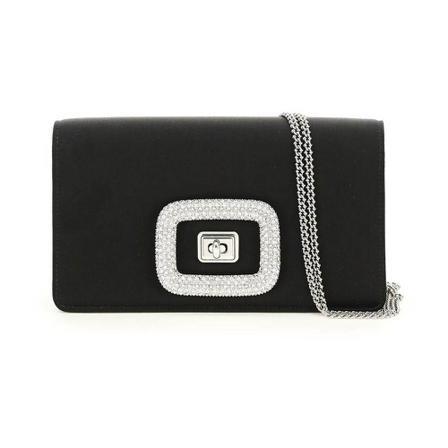 Roger Vivier, mini viv choc jewel satin bag Czarny, Kobieta, Rozmiar: ONE Size