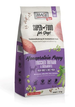Mac's Super Food for Dogs 12kg Kalkun, SensiMono - Valpefôr