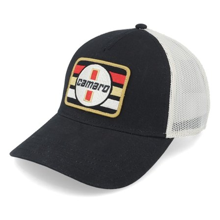 American Needle - Svart trucker Caps - Camaro Twill Valin Patch Black/Ivory Trucker @ Hatstore