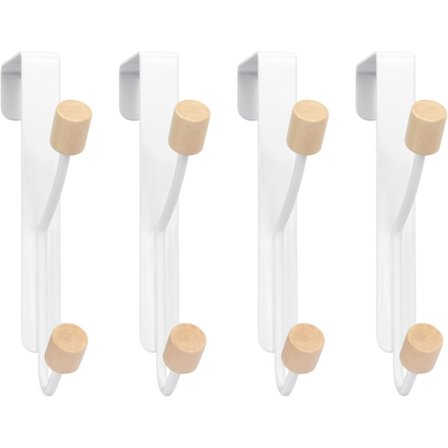 Hvite dørkroker, 4-pakning solide metallkroker med trekuler (bt)