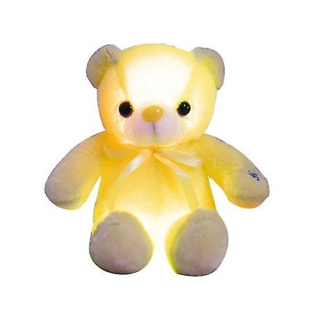 Kreativ lysende LED bamse bamse plys legetøj farverig glødende fødselsdagsgave til børn pude(Gul)