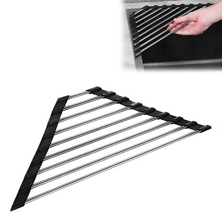 Vask Organiser - Opvaskstativ - Rustfrit Stål - Foldsammenlig Opvaskstativ - Foldsammenlig Opvaskemaskine Stativ - Køkkenbord Organiser - Opvaskklud 