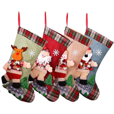 3D Joulusukat, Täydellinen Joulukoriste Ripustuslenkillä Klassisessa Joulupukkityylissä, Suuret Lasten Sukkapussit Valmistettu Ympäristöystävällisestä