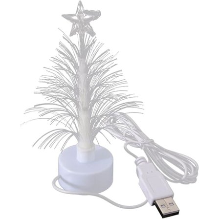 USB-drevet Multi-farvet Skrivebordslampe med Fiberoptisk LED-Juletræ, 7 Farver med Stjerne på Toppen, 5 Tommer Mini, Julebelysning