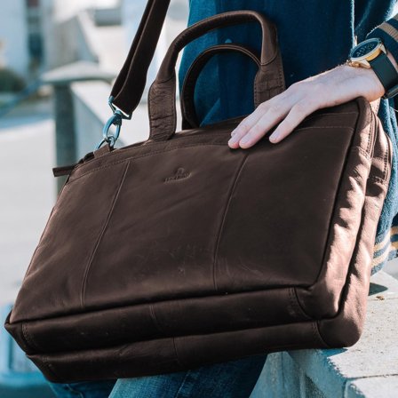 Sac pour ordinateur portable Montreal en cuir marron foncé pour hommes - Sacs en cuir - pour Hommes - Lucleon