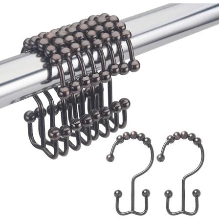 Suihkuverhorenkaat, ruosteenkestävät metalliset kaksinkertaiset suihkukoukut verhoille Suihkuverhojen koukut Suihkurenkaat kylpyhuoneeseen 