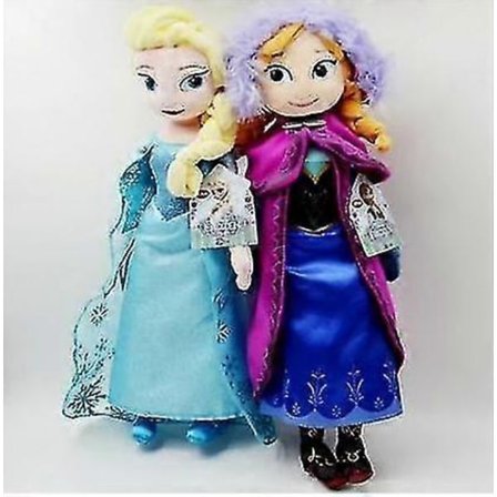 50cm 2 stk. Frozen Prinsesse Anna Elsa Snødronning Dukke Barneleker Julegaver Fylt Plysj A