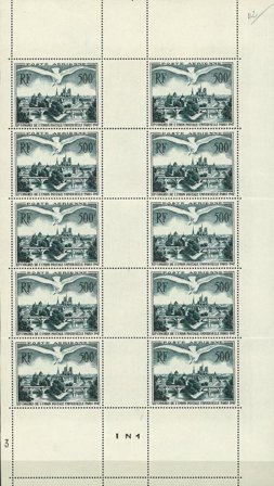 Frankrig 1949 - UPU luftpost 500 Fr. ark - Postfrisk