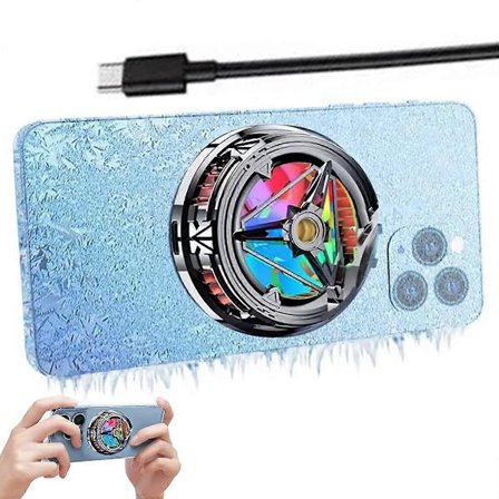 Magnetisk Telefonkjøler, Telefonkjøler, Halvleder Mobilradiator, for Smarttelefon/Nettbrett/iPad (X18, Svart)