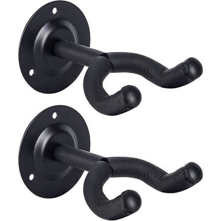 2 KPL Kitaran seinäteline, musta metallinen seinään asennettava kitarateline ripustin pidike akustiselle sähkökitaralle bassolle kansankitaralle 