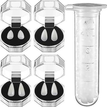 4 stk Vampyrtenner Kit 4 Størrelser Tilpassede Fang Vampyrtenner Falske Gebiss for Cosplay Festrekvisitter Halloween