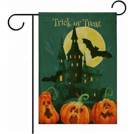 Halloween Polyester Dobbeltsidet Hængende Flag Velegnet til Halloween, Jul, Fest, Udendørs Gard