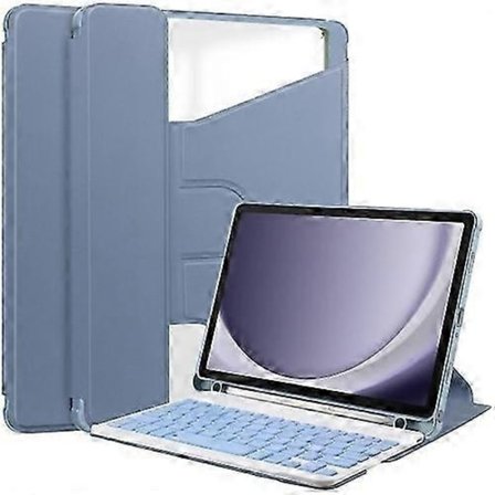 360° Roterende Gennemsigtig Smart Læder Beskyttelsesetui til Samsung Galaxy Tab A9+ med Tastatur