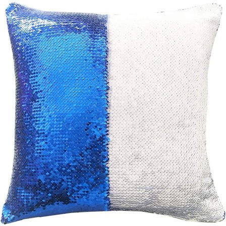 Kääntyvä Sekvenssityynynpäällinen Koristeellinen Merenneito Tyynynpäällinen Väriä Vaihtava Tyynynpäällinen 16 X 16, Valkoinen Ja Tummansininen