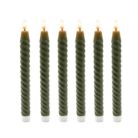 LED flammeløse keglelys, ægte voks, sæt med 6