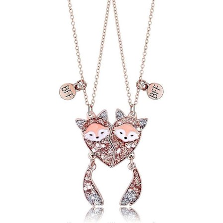 2 ST Vennskapssmykker To Jenter Halskjede, Beste Venn Bursdagsgave Bff Halskjede for 2 Personlige Beste Venn Tegneserie Rev Søm Magn (FMY)