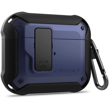 Case av militärklass, skyddande cover med hårt skal med nyckelring för AirPod 3:e generationens case för män kvinnor (blå)