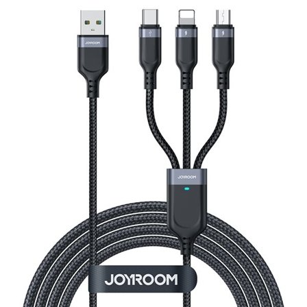 Joyroom Multi-Use Series S-A18 3in1 USB-A - Lightning / USB-C / micro USB-kabel 0,3m - svart
