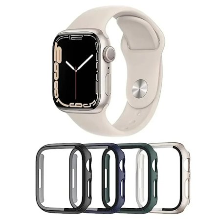 5-pack Glas+Fodral+Armband för Apple Watch armband 44mm 45mm 40mm 41mmm 38 42mm 44mm 45mm Silikon iWatch serie 4 5 6 se 7 8 9 armband