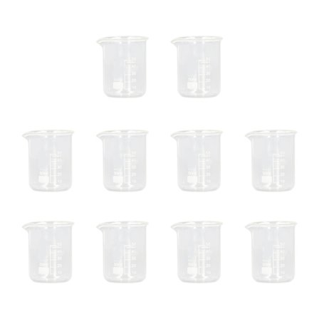 Laboratorieglasbägare 10-pack 50 ml Kapacitet Graderad Cylinderkopp med Tydlig Skallinje