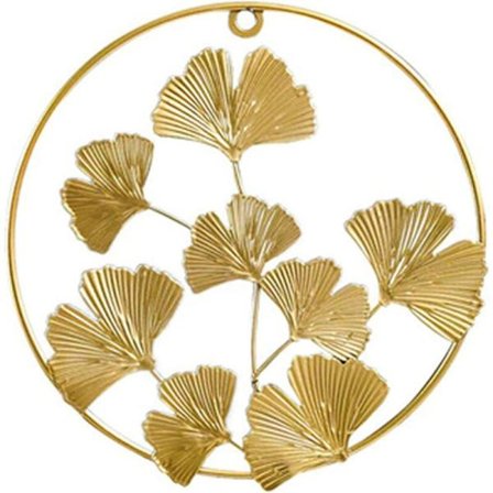 Guld Ginkgo Blad Rund Guld Ginkgo Blad Cirkel Väggdekoration för vardagsrum, sovrum, veranda