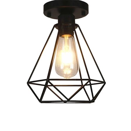 Svart, 1-pack industriell taklampa E27-krona, vintage metallbur-armatur, Ø160mm max 40W skärm för vardagsrum kök sovrum matsal