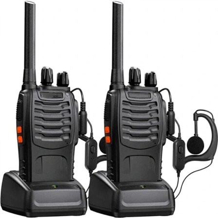 Baofeng Walkie Talkie Lang Rækkevidde Genopladelig Professionel 16 Kanaler PMR Walkie Talkies Radio, med Hovedtelefoner, USB-oplader, Batteri (1 Par)
