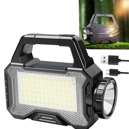 Solcelledrevne lommelygter til nødsituationer, LED-campinglamper solcelledrevne, batteri med stor kapacitet til hurtig opladning, multifunktionel 